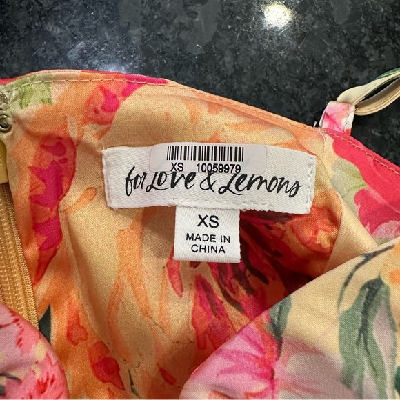 For Love & Lemons Versilla Bodysuit Size Extra Small XS Floral Orange - Picture 6 of 6